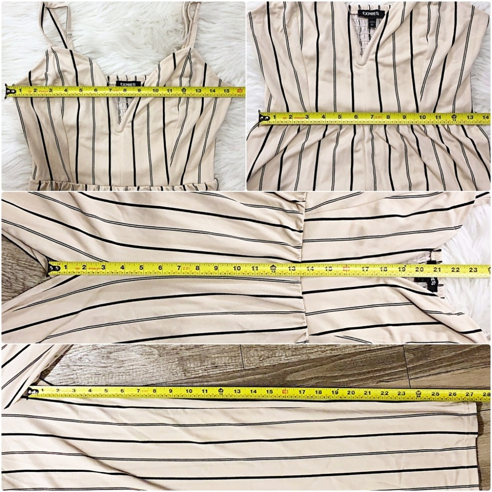 Express V Wire Sweetheart Striped Cami Jumpsuit - Picture 7 of 8